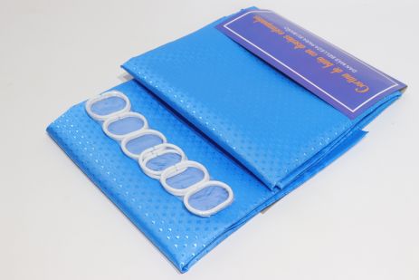Шторка для ванної довга 180x220 см ( висота 2.2 м) однотонна синя