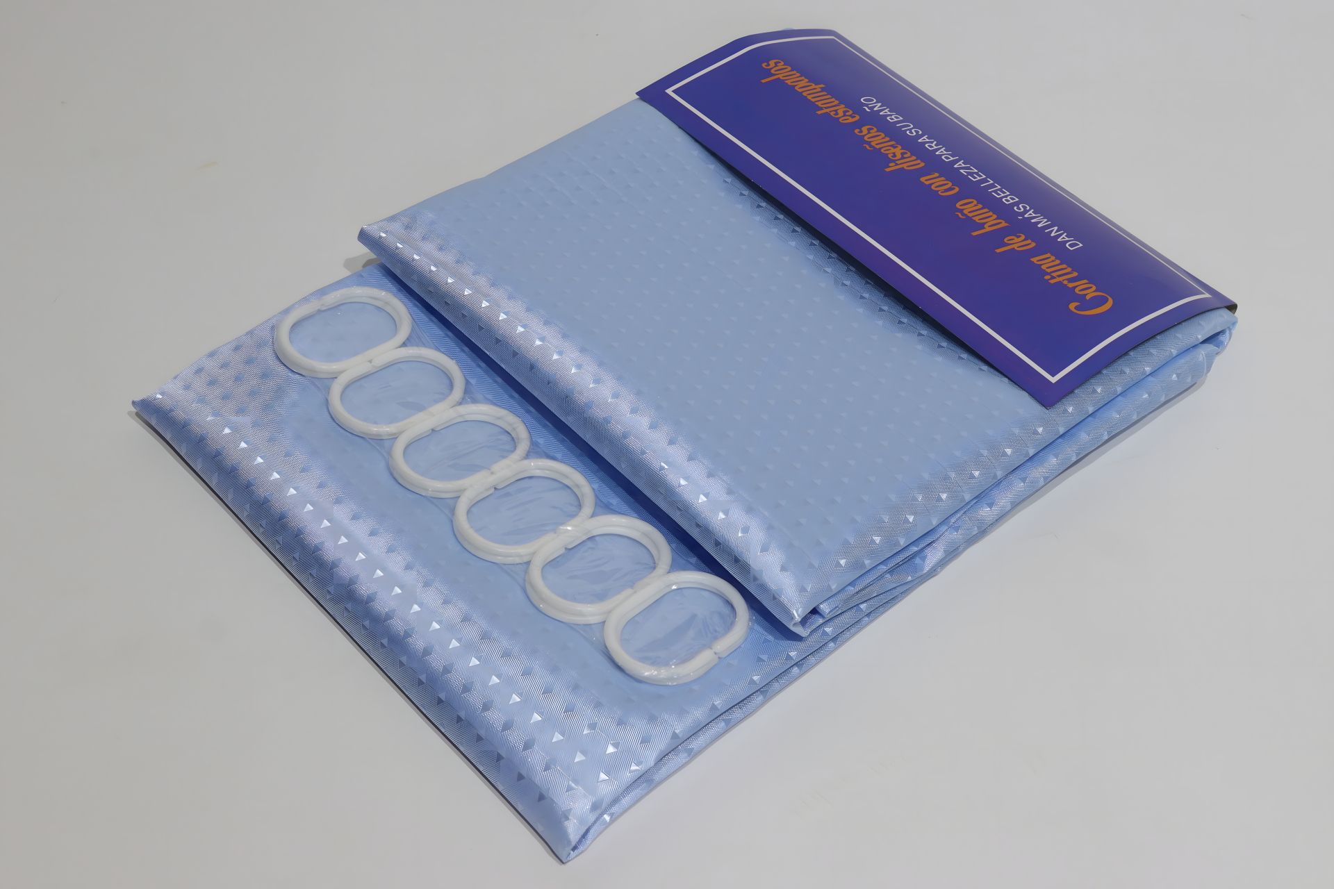 Широка шторка для ванної 240x180 см однотонна "піка" блідо-блакитного кольору Широка шторка для ванної 240x180 см однотонна "піка" блідо-блакитного кольору