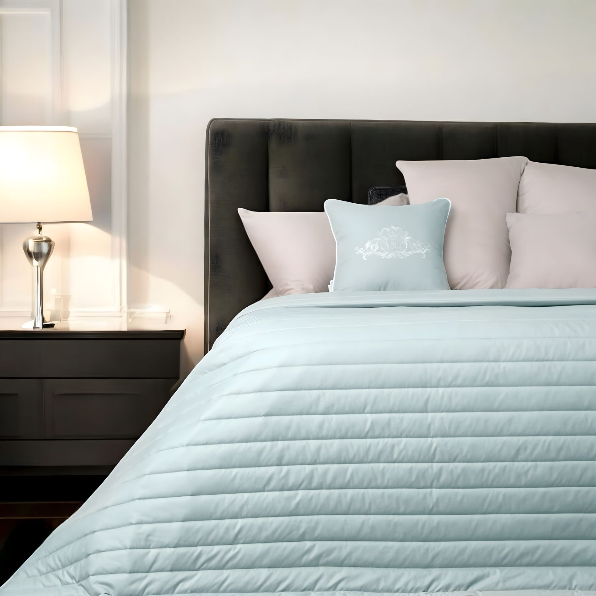 Двостороннє антиалергенне покривало Стиль Люкс IDEIA 220х240 см, м'ята/св. сірий (8-13499*007) Двостороннє антиалергенне покривало Стиль Люкс IDEIA 220х240 см, м'ята/св. сірий (8-13499*007)