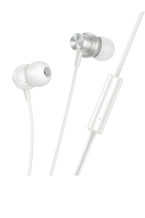 Hoco M110 Вакуумні Дротові Навушники з Мікрофоном, 3.5 мм, 1.2м, Сріблясті