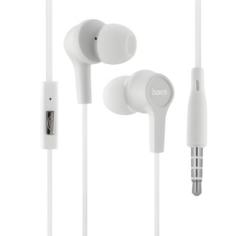 Hoco M50 Вакуумні Дротові Навушники з Мікрофоном, 3.5мм, 1.2м, Білий Hoco M50 Вакуумні Дротові Навушники з Мікрофоном, 3.5мм, 1.2м, Білий