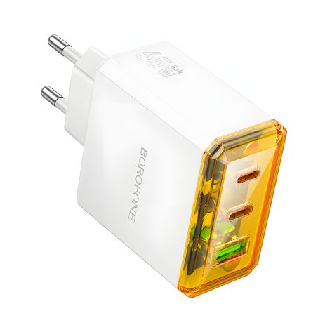 Мережевий Зарядний пристрій Borofone BAS34A 2Type-C/1USB PD/QC 65W Білий Мережевий Зарядний пристрій Borofone BAS34A 2Type-C/1USB PD/QC 65W Білий