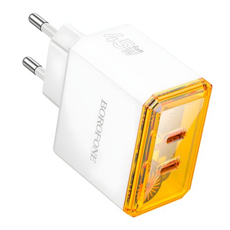 Мережевий зарядний пристрій Borofone BAS33A 2USB-C PD/QC45W Білий Мережевий зарядний пристрій Borofone BAS33A 2USB-C PD/QC45W Білий