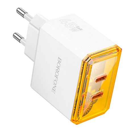 Зарядний пристрій Borofone BAS33A 2USB-C PD/QC45W Білий Зарядний пристрій Borofone BAS33A 2USB-C PD/QC45W Білий