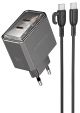 Мережевий зарядний пристрій Borofone BAS33A 2USB-C PD/QC45W Type-C to Type-C Чорний Мережевий зарядний пристрій Borofone BAS33A 2USB-C PD/QC45W Type-C to Type-C Чорний