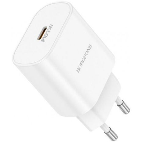 Мережевий зарядний пристрій Borofone BA82A 1USB-C PD/QC 25W Білий