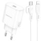 Мережевий зарядний пристрій Borofone BA82A 1USB-C PD/QC 25W+Type-C to Lightning Білий