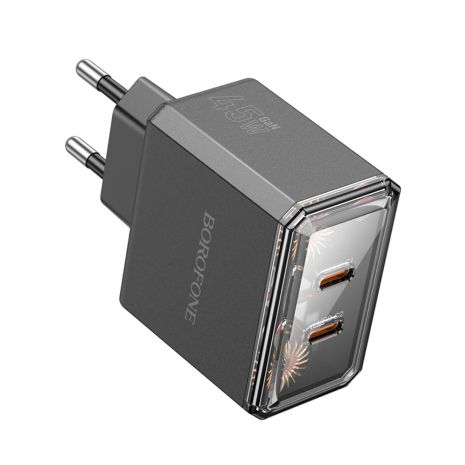 Мережевий зарядний пристрій Borofone BAS33A 2USB-C PD/QC45W Чорний