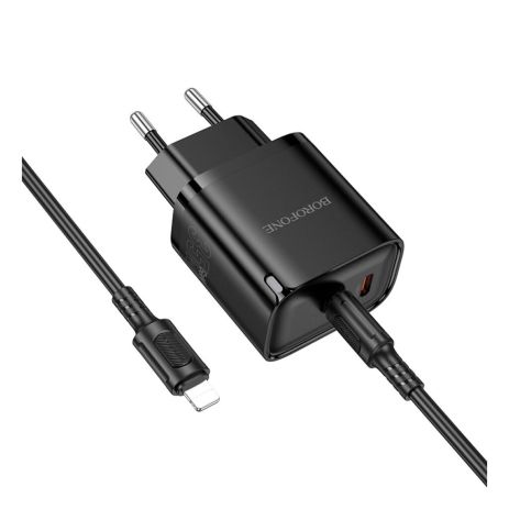 Мережевий зарядний пристрій Borofone BA85A 2USB-C PD/QC 35W+Type-C to Lightning Чорний