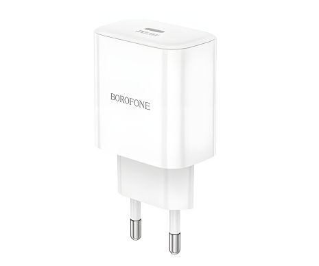 Мережевий зарядний пристрій Borofone BA81A 1USB-C PD/QC 20W Білий Мережевий зарядний пристрій Borofone BA81A 1USB-C PD/QC 20W Білий