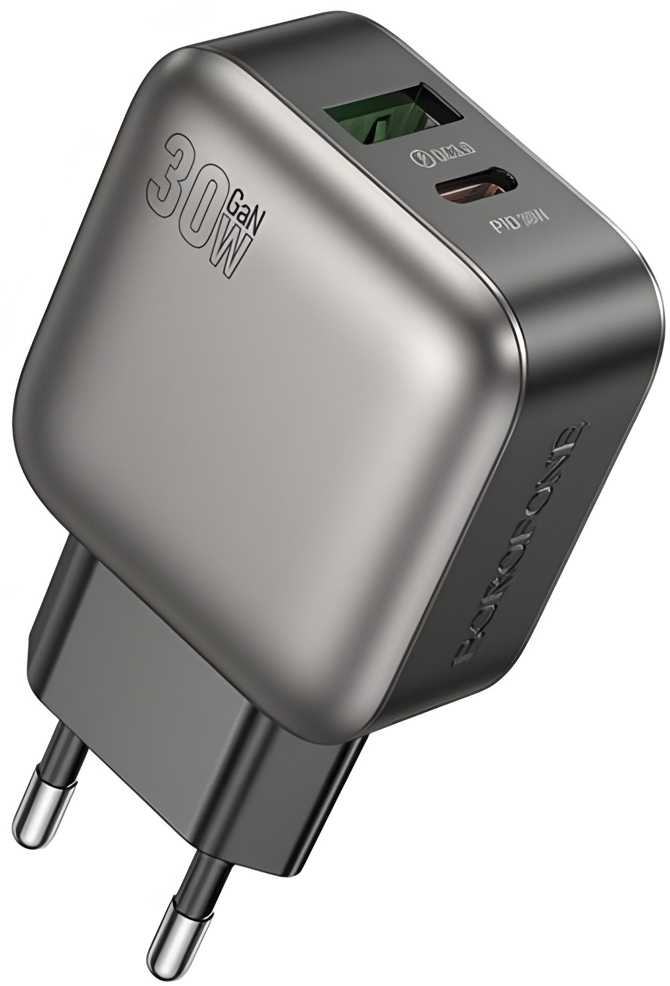 Мережевий зарядний пристрій Borofone BAS55A 1USB-C/1USB PD/QC 30W GAN Чорний Мережевий зарядний пристрій Borofone BAS55A 1USB-C/1USB PD/QC 30W GAN Чорний