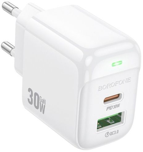 Мережевий зарядний пристрій Borofone BAS45A 1USB-C/1USB PD/QC 30W Білий