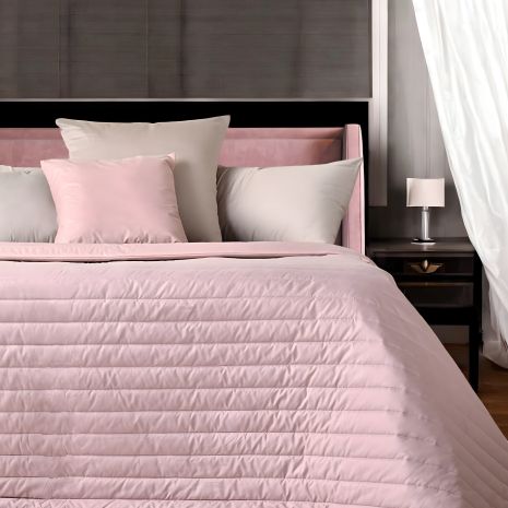 Элитное двухстороннее покрывало IDEIA 220х240 см с антиаллергенным волокном, пудра/светло-серый (8-13499*009)