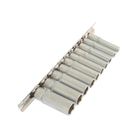 Набор головок торцевых 6-гранных удлиненных ¼" 4-13 мм L 48 мм CrV 10 шт MASTERTOOL 78-1411 Набор головок торцевых 6-гранных удлиненных ¼" 4-13 мм L 48 мм CrV 10 шт MASTERTOOL 78-1411