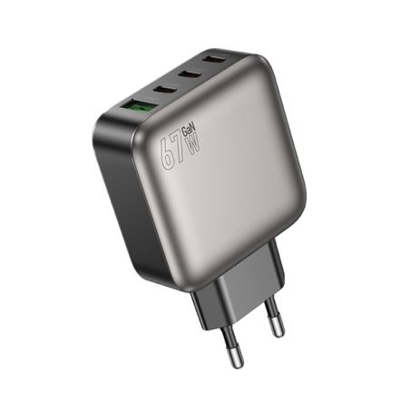 Мережевий зарядний пристрій Borofone BAS57A 3USB-C/1USB PD/QC 67W GAN Чорний