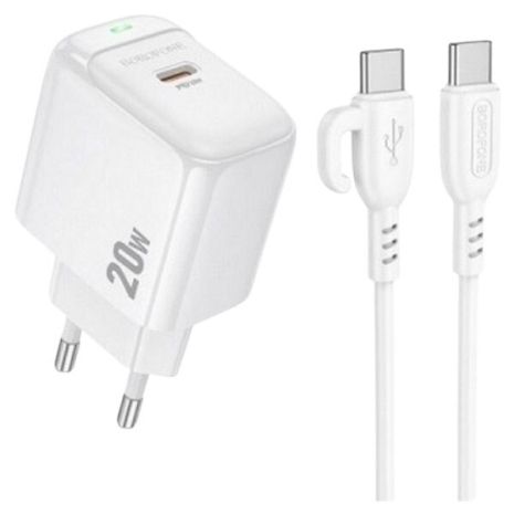 Сетевое Зарядное Устройство Borofone BAS43A 1USB-C PD/QC 20W+Type-C to Type-C Белый