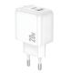 Мережевий зарядний пристрій Borofone BAS44A 1USB-C/1USB PD/QC 20W Білий