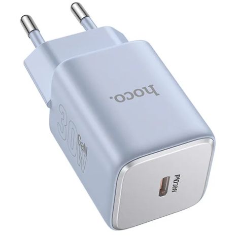 Сетевое Зарядное Устройство Hoco N43 1USB-C PD/QC 30W GAN Голубой