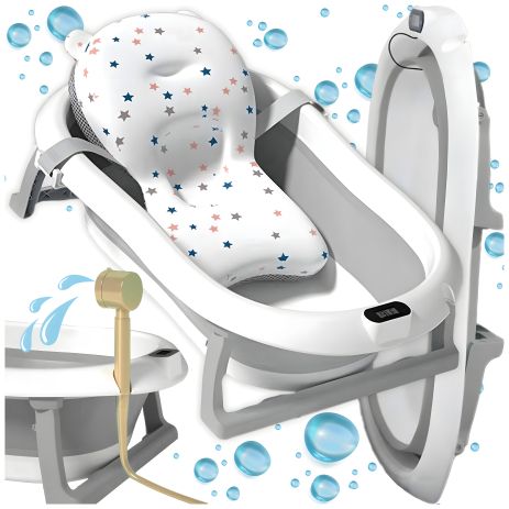 Складана дитяча ванночка з подушкою і термометром Kanzaa сіра