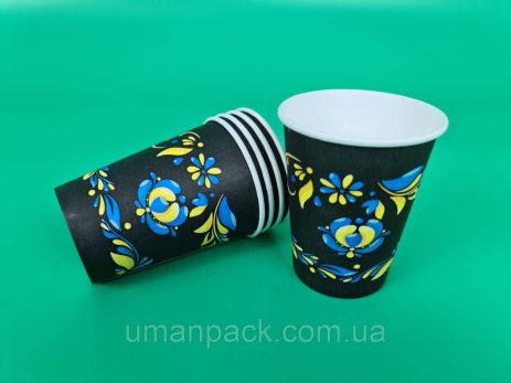 Стаканчики для кави 250 мл "Український візерунок" Маестро (50 шт.)