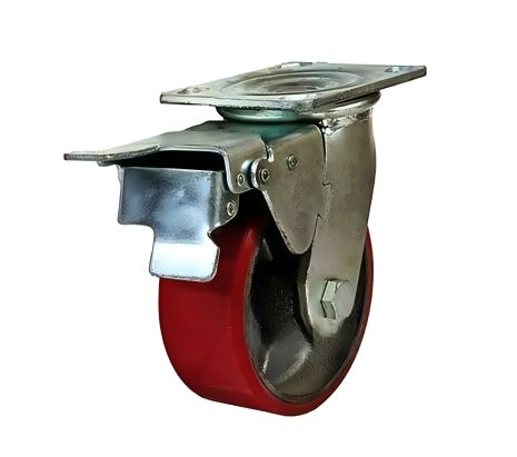 Колесо поворотне з гальмом SA 100 чавун/поліуретан 100 мм