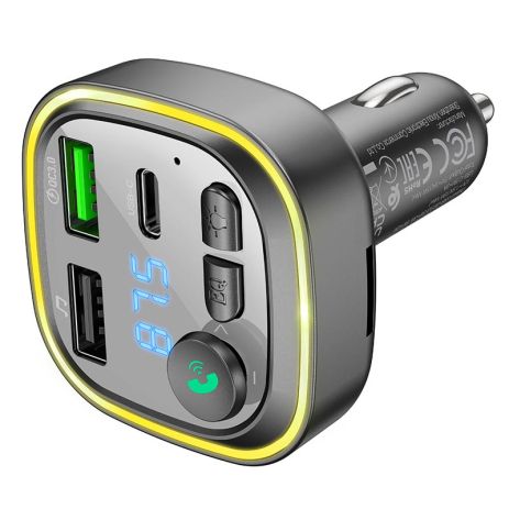 Модулятор Borofone BC48 Broad QC3.0 car BT FM transmitter Черный