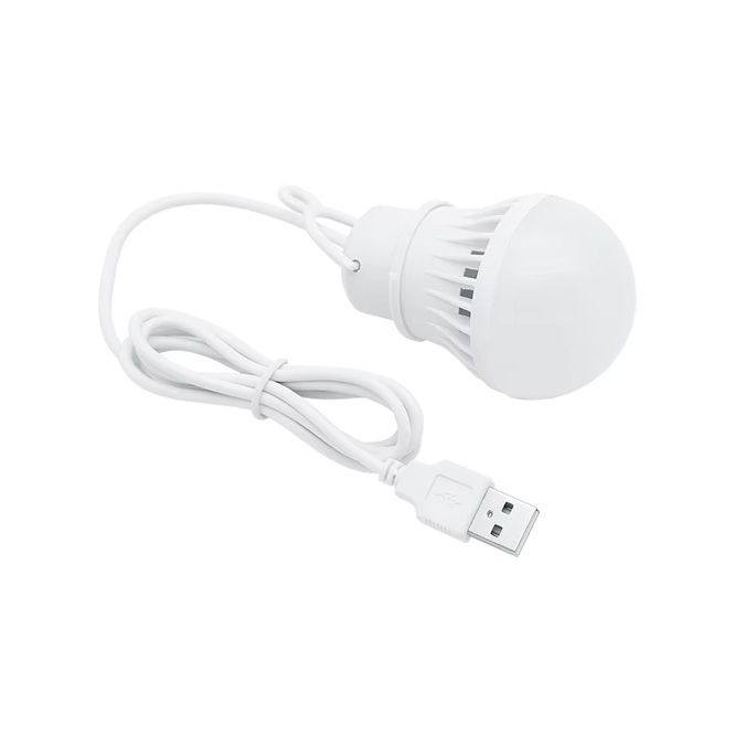 USB-лампочка LED 3W 6500K холодне світло, пластик, білий, довжина 90cm USB-лампочка LED 3W 6500K холодне світло, пластик, білий, довжина 90cm