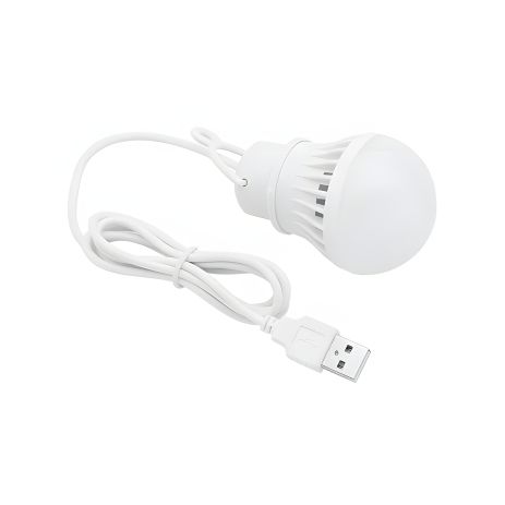USB-лампочка LED 7W 6500K холодне світло, пластик, білий, довжина 90cm
