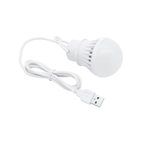 USB-лампочка LED 3W 6500K холодне світло, пластик, білий, довжина 90cm