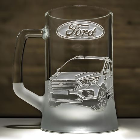 Пивний келих з гравіюванням автомобіля Ford Kuga - ідеальний подарунок для водія Пивний келих з гравіюванням автомобіля Ford Kuga - ідеальний подарунок для водія