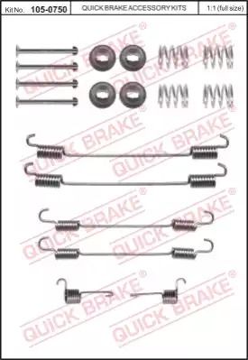 Монтажный к-кт тормозных колодок MERCEDES-BENZ CITAN, LADA LARGUS, RENAULT CLIO, QUICK BRAKE (1050750)