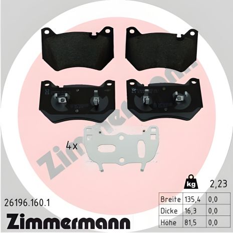 Тормозные колодки комплект для AUDI Q5, ZIMMERMANN (261961601) Тормозные колодки комплект для AUDI Q5, ZIMMERMANN (261961601)