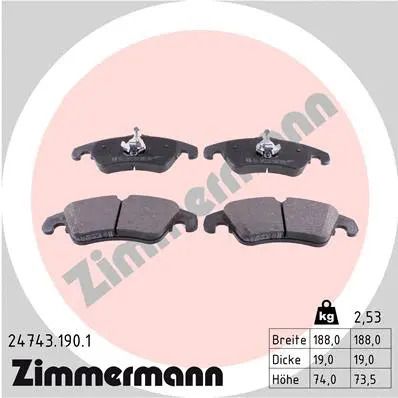 Комплект тормозных колодок AUDI A5, FORD FOCUS, AUDI A4, ZIMMERMANN (247431901)