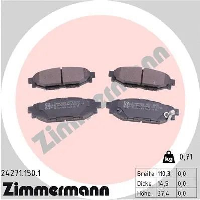 Комплект тормозных колодок TOYOTA GT, SUBARU IMPREZA, SUBARU FORESTER, ZIMMERMANN (242711501)