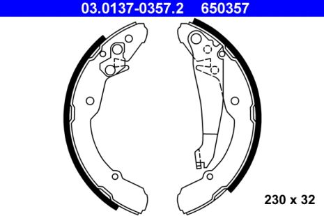 Комплект тормозных колодок VW CADDY, SKODA OCTAVIA, SEAT INCA, ATE (03013703572)