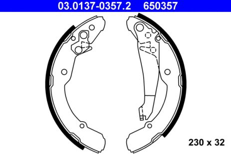 Комплект тормозных колодок VW CADDY, SKODA OCTAVIA, SEAT INCA, ATE (03013703572)