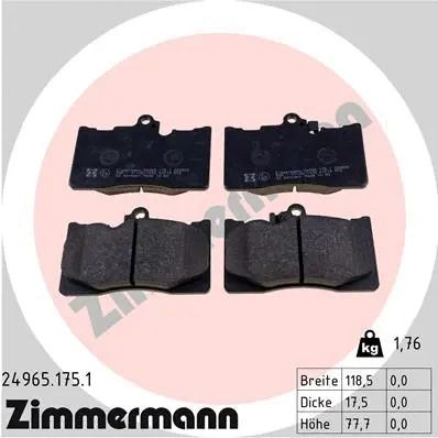 Комплект гальмівних колодок LEXUS RC, LEXUS IS, LEXUS GS, ZIMMERMANN (249651751)