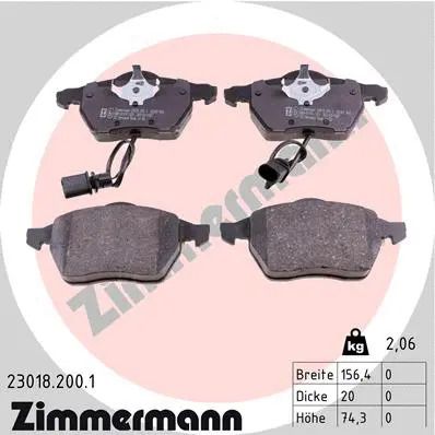 Комплект тормозных колодок SEAT EXEO, SKODA SUPERB, VW PASSAT, ZIMMERMANN (230182001)