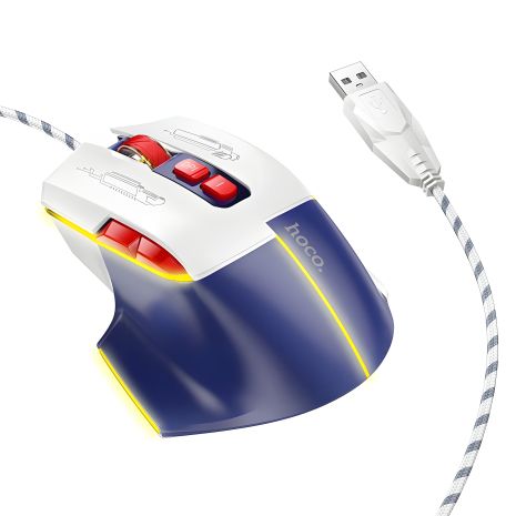 Миша ігрова Hoco GM31 Overlord luminous, USB, 1.5m, 1200-3600DPI, white-blue Миша ігрова Hoco GM31 Overlord luminous, USB, 1.5m, 1200-3600DPI, white-blue