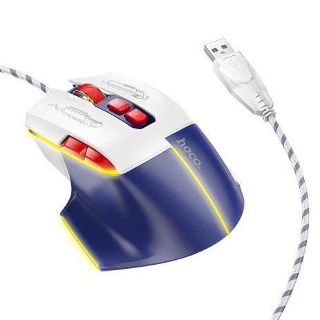 Миша ігрова Hoco GM31 Overlord luminous, USB, 1.5m, 1200-3600DPI, white-blue Миша ігрова Hoco GM31 Overlord luminous, USB, 1.5m, 1200-3600DPI, white-blue