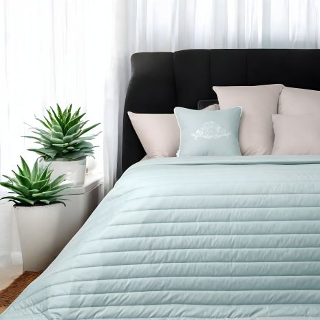 Двухстороннее покрывало Стиль Люкс IDEIA 240х260 см с антиаллергенным волокном, мята/светло-серый (8-13500*007)