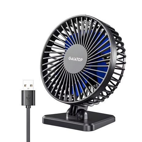 Вентилятор настільний Gaiatop TF30 USB, 3 швидкості, 1м, 5W black-blue Вентилятор настільний Gaiatop TF30 USB, 3 швидкості, 1м, 5W black-blue