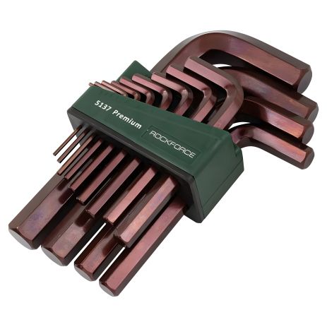 Набір ключів Г-подібних шестигранних "Premium"13 ін. від 2 до 19 мм ROCKFORCE RF-5137 PREMIUM