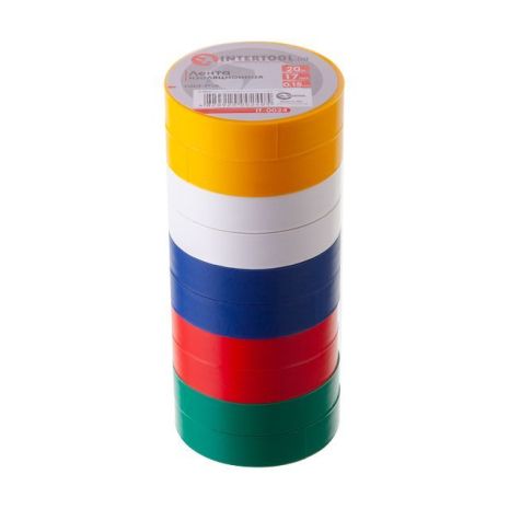 Цветная изоляционная лента 0.15 мм x 17 мм x 20 м (10 шт), INTERTOOL IT-0024