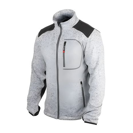 Куртка вязанная SOFTSHELL, серого цвета с черными вставками, 100% полиэстер, плотность 270 г/м², карман на груди и два боковых, XXL INTERTOOL SP-3115