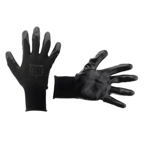 Садовая перчатка трикотажная с черным нитриловым покрытием, синтетическая, 10" INTERTOOL SP-0103 Садовая перчатка трикотажная с черным нитриловым покрытием, синтетическая, 10" INTERTOOL SP-0103