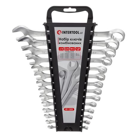 Набор ключей комбинированных, 14 шт., 6-24 мм, Cr-V INTERTOOL HT-1252