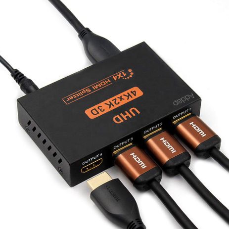 Активний HDMI розгалужувач на 4 порта Addap HVS-02, чотирьохнаправлений відео сплітер 4К