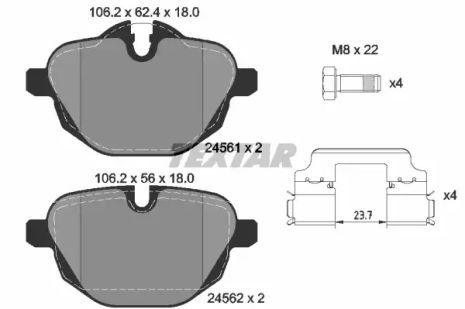Комплект тормозных колодок BMW X3, BMW 5, BMW X4, TEXTAR (2456101)