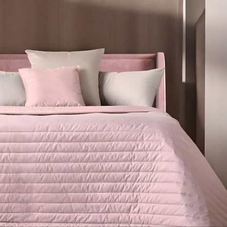 Двухстороннее покрывало Люкс IDEIA 240х260 см с антиаллергенным волокном, пудра/св. серый (8-13500*009)